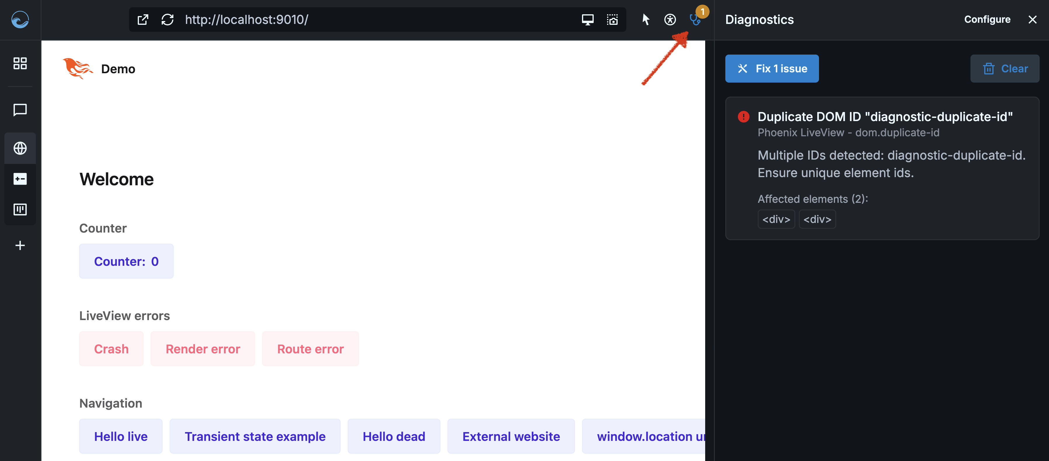 IDE diagnostics