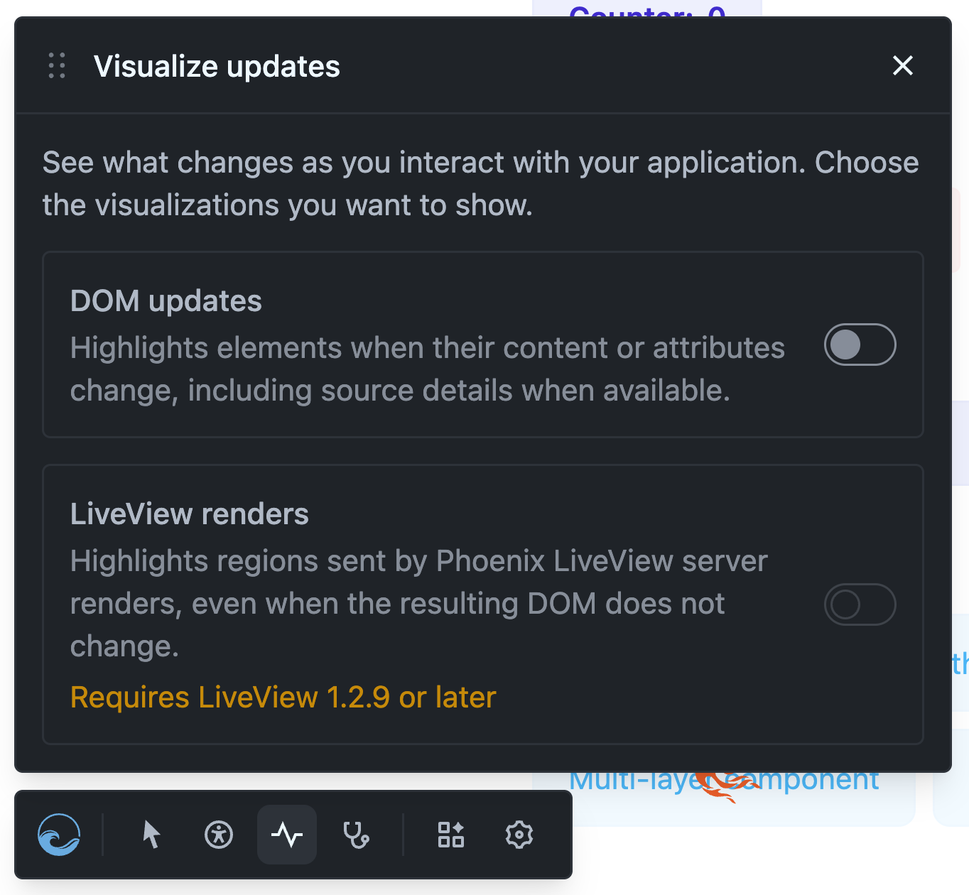 Visualize updates menu