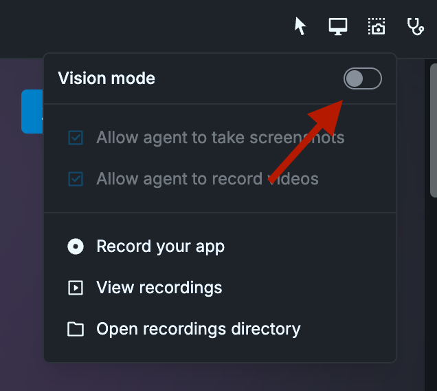 Enable vision mode